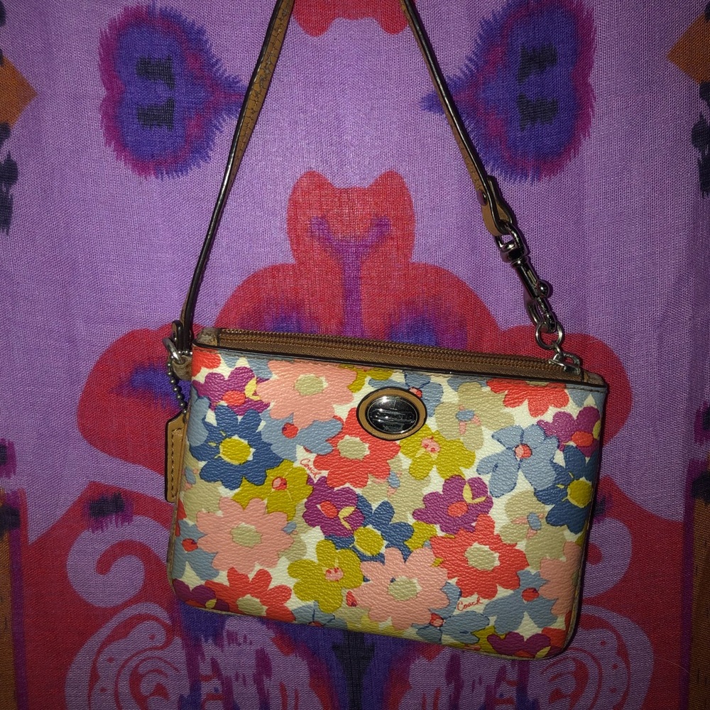 Coach floral wristlet